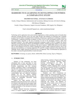 Barriers to E-Learning in Developing Countries: a Comparative Study