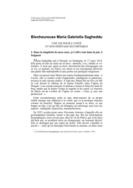 Bienheureuse Maria Gabriella Sagheddu