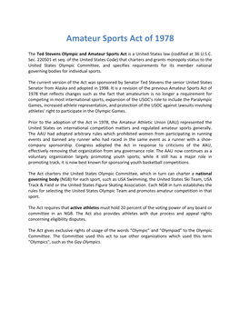 Amateur Sports Act of 1978