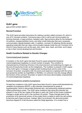 GJA1 Gene Gap Junction Protein Alpha 1