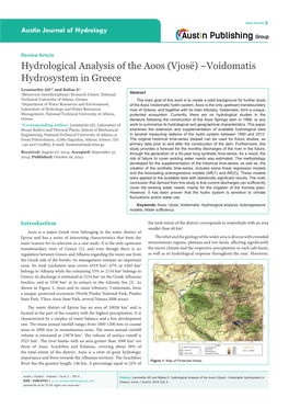Hydrological Analysis of the Aoos (Vjosë) –Voidomatis Hydrosystem in Greece