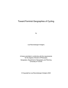 Toward Feminist Geographies of Cycling