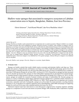 Shallow Water Sponges That Associated to Mangrove Ecosystem at Labuhan Conservation Area in Sepulu, Bangkalan, Madura, East Java Province