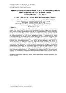 Micrixalidae, Micrixalus): a Taxonomic Revision with Description of 14 New Species