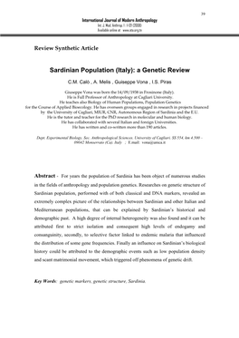 Sardinian Population (Italy): a Genetic Review