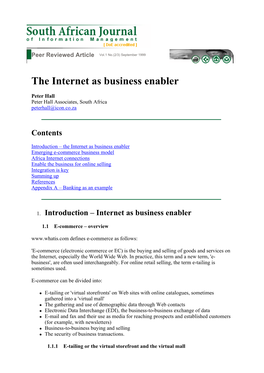 The Internet As Business Enabler