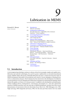 Lubrication in MEMS