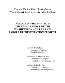 Virginia Capital Case Clearinghouse Washington & Lee University