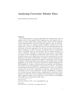 Analyzing Uncertain Tabular Data