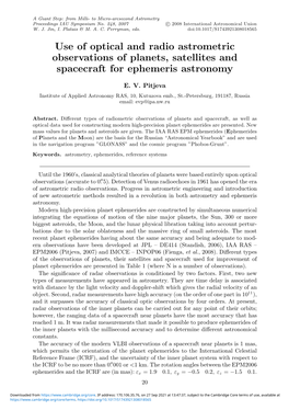 Use of Optical and Radio Astrometric Observations of Planets, Satellites and Spacecraft for Ephemeris Astronomy