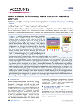 Recent Advances in the Inverted Planar Structure of Perovskite Solar