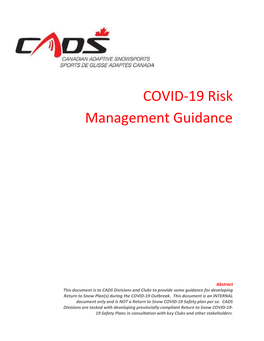 COVID-19 Risk Management Guidance