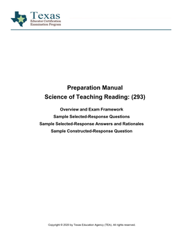 Preparation Manual: Science of Teaching Reading: (293)