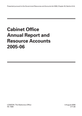 Cabinet Office Annual Report and Resource Accounts 2005-06 HC 1509