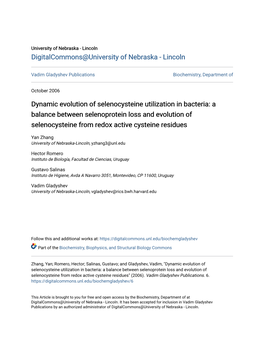 Dynamic Evolution of Selenocysteine Utilization in Bacteria: a Balance Between Selenoprotein Loss and Evolution of Selenocysteine from Redox Active Cysteine Residues