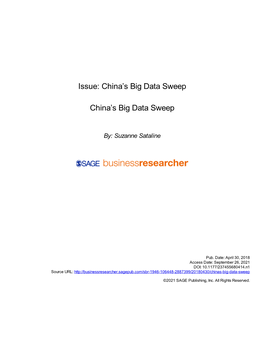 Issue: China’S Big Data Sweep