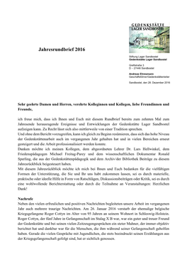 Jahresrundbrief 2016