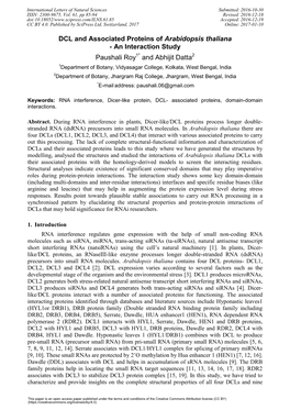 DCL and Associated Proteins of Arabidopsis Thaliana