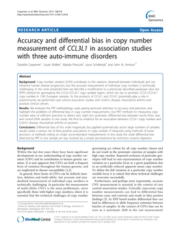 Accuracy and Differential Bias in Copy Number Measurement of CCL3L1 In