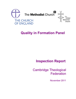 THE REPORT of the INSPECTION of the Cambridge Theological Federation