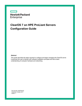 Clearos 7 on HPE Proliant Servers Configuration Guide