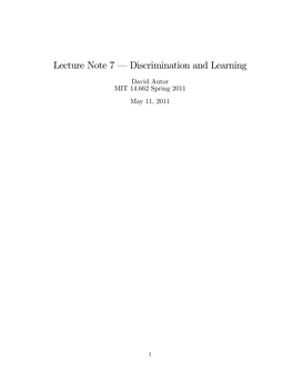 Lecture Note 7 – Discrimination and Learning