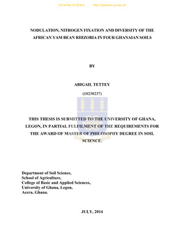 Abigail Tettey Nodulation, Nitrogen Fixation and Diversity of the African