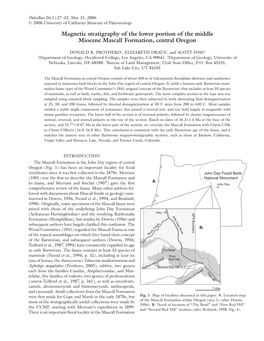 Magnetic Stratigraphy of the Lower Portion of the Middle Miocene Mascall Formation, Central Oregon