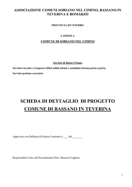 Scheda Di Dettaglio Di Progetto Comune Di Bassano in Teverina