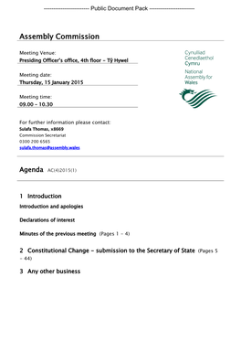 Agenda Document for Assembly Commission, 15/01/2015 09:00
