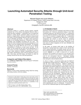 Launching Automated Security Attacks Through Unit-Level Penetration Testing