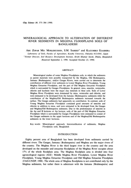 Mineralogical Approach to Alternation of Different River Sediments in Meghna Floodplains Soils of Bangladesh