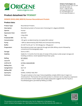 DOM3Z (DXO) (NM 005510) Human Recombinant Protein Product Data