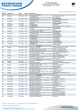 FC 1947 Hopferstadt Alle Vereinsspiele in Der Übersicht Zeit: 26.09.2021 - 14.11.2021