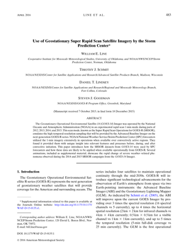 Use of Geostationary Super Rapid Scan Satellite Imagery by the Storm Prediction Center*