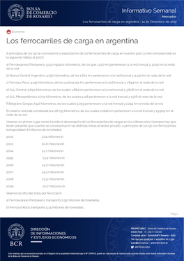 Los Ferrocarriles De Carga En Argentina - 14 De Diciembre De 2015