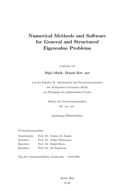 Numerical Methods and Software for General and Structured Eigenvalue Problems