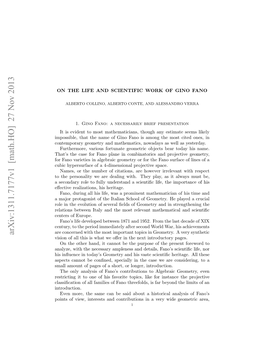On the Life and Scientific Work of Gino Fano