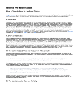 Islamic Modeled States Rule of Law in Islamic Modeled States