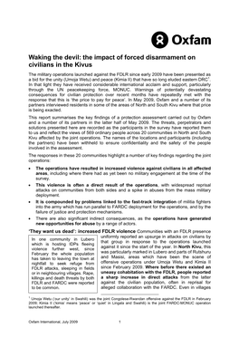 Waking the Devil: the Impact of Forced Disarmament on Civilians in the Kivus