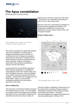 The Apus Constellation 29 February 2016, by Tammy Plotner