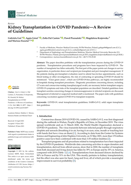 Kidney Transplantation in COVID Pandemic—A Review of Guidelines