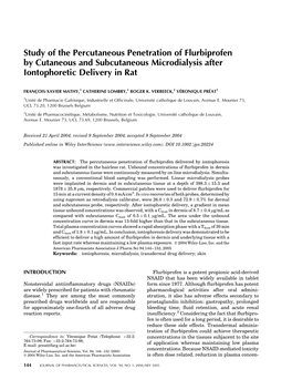 Study of the Percutaneous Penetration of Flurbiprofen by Cutaneous and Subcutaneous Microdialysis After Iontophoretic Delivery in Rat