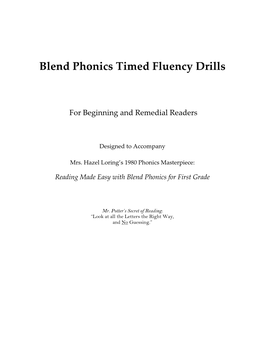 Blend Phonics Timed Fluency Drills