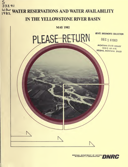 Water Reservations and Water Availability in the Yellowstone River