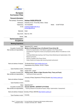 Europass Curriculum Vitae