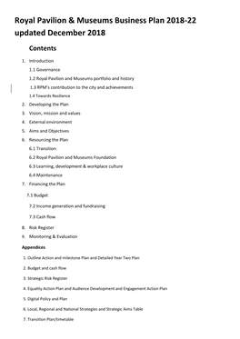 Royal Pavilion & Museums Business Plan 2018-22 Updated December