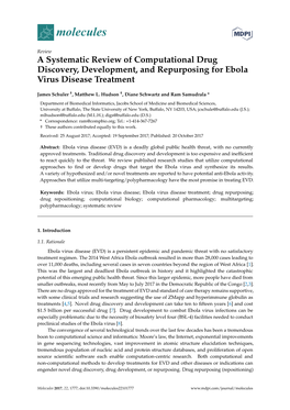 A Systematic Review of Computational Drug Discovery, Development, and Repurposing for Ebola Virus Disease Treatment