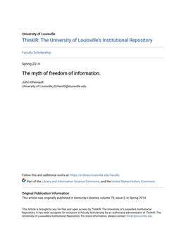 The Myth of Freedom of Information