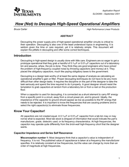 (Not) to Decouple High-Speed Operational Amplifiers